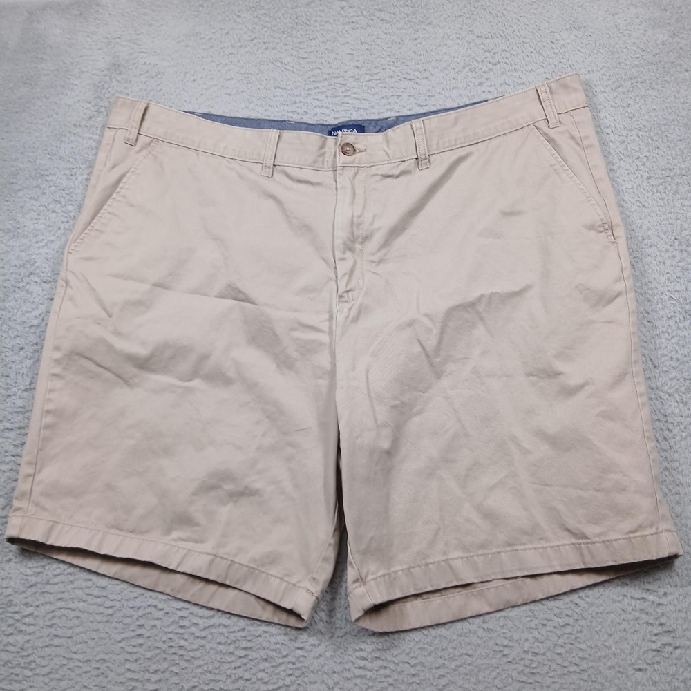 Nautica Shorts‎ Mens 48 Khaki Deck Short Flat Front Chino Big & Tall Classic